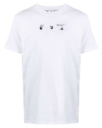 weißes bedrucktes T-Shirt mit einem Rundhalsausschnitt von Off-White