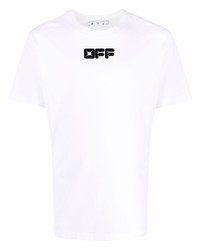 weißes bedrucktes T-Shirt mit einem Rundhalsausschnitt von Off-White