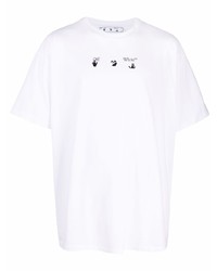 weißes bedrucktes T-Shirt mit einem Rundhalsausschnitt von Off-White