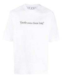 weißes bedrucktes T-Shirt mit einem Rundhalsausschnitt von Off-White