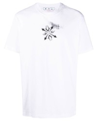 weißes bedrucktes T-Shirt mit einem Rundhalsausschnitt von Off-White