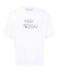 weißes bedrucktes T-Shirt mit einem Rundhalsausschnitt von Off-White