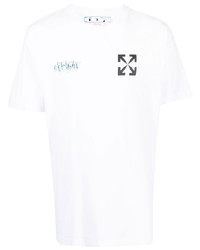 weißes bedrucktes T-Shirt mit einem Rundhalsausschnitt von Off-White