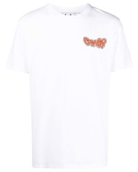 weißes bedrucktes T-Shirt mit einem Rundhalsausschnitt von Off-White