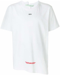 weißes bedrucktes T-Shirt mit einem Rundhalsausschnitt von Off-White