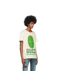 weißes bedrucktes T-Shirt mit einem Rundhalsausschnitt von Gucci