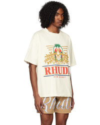 weißes bedrucktes T-Shirt mit einem Rundhalsausschnitt von Rhude