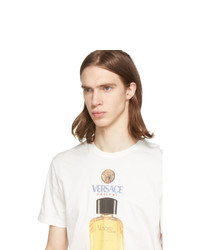 weißes bedrucktes T-Shirt mit einem Rundhalsausschnitt von Versace