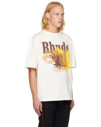 weißes bedrucktes T-Shirt mit einem Rundhalsausschnitt von Rhude