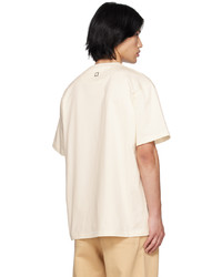 weißes bedrucktes T-Shirt mit einem Rundhalsausschnitt von Wooyoungmi