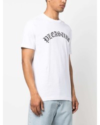 weißes bedrucktes T-Shirt mit einem Rundhalsausschnitt von Pleasures