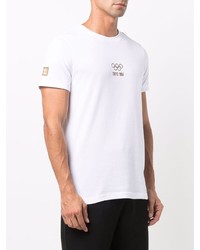 weißes bedrucktes T-Shirt mit einem Rundhalsausschnitt von Lacoste