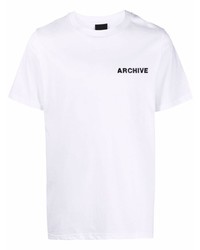 weißes bedrucktes T-Shirt mit einem Rundhalsausschnitt von Omc