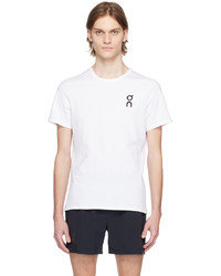 weißes bedrucktes T-Shirt mit einem Rundhalsausschnitt von On