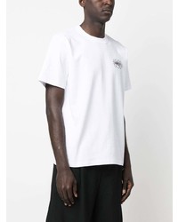 weißes bedrucktes T-Shirt mit einem Rundhalsausschnitt von Sacai