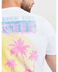 weißes bedrucktes T-Shirt mit einem Rundhalsausschnitt von ONLY & SONS
