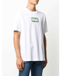 weißes bedrucktes T-Shirt mit einem Rundhalsausschnitt von Diesel