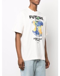 weißes bedrucktes T-Shirt mit einem Rundhalsausschnitt von MSGM