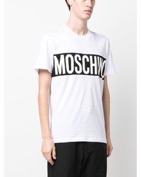 weißes bedrucktes T-Shirt mit einem Rundhalsausschnitt von Moschino