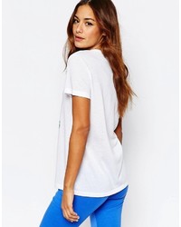 weißes bedrucktes T-Shirt mit einem Rundhalsausschnitt von adidas
