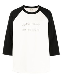 weißes bedrucktes T-Shirt mit einem Rundhalsausschnitt von orSlow
