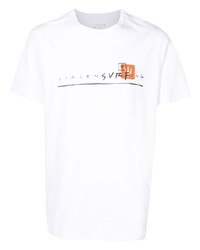 weißes bedrucktes T-Shirt mit einem Rundhalsausschnitt von OSKLEN