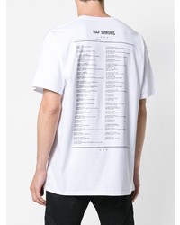 weißes bedrucktes T-Shirt mit einem Rundhalsausschnitt von Raf Simons