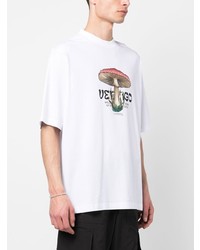 weißes bedrucktes T-Shirt mit einem Rundhalsausschnitt von Marcelo Burlon County of Milan