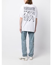 weißes bedrucktes T-Shirt mit einem Rundhalsausschnitt von Off-White