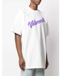 weißes bedrucktes T-Shirt mit einem Rundhalsausschnitt von Vetements