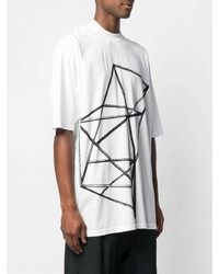 weißes bedrucktes T-Shirt mit einem Rundhalsausschnitt von Rick Owens DRKSHDW