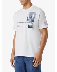 weißes bedrucktes T-Shirt mit einem Rundhalsausschnitt von Burberry