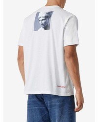 weißes bedrucktes T-Shirt mit einem Rundhalsausschnitt von Burberry