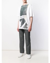 weißes bedrucktes T-Shirt mit einem Rundhalsausschnitt von Maison Margiela