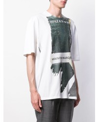 weißes bedrucktes T-Shirt mit einem Rundhalsausschnitt von Maison Margiela