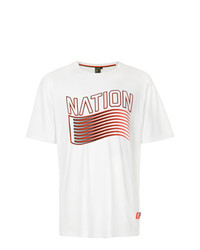 weißes bedrucktes T-Shirt mit einem Rundhalsausschnitt von P.E Nation