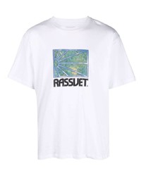 weißes bedrucktes T-Shirt mit einem Rundhalsausschnitt von PACCBET