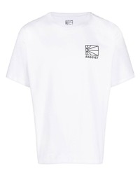 weißes bedrucktes T-Shirt mit einem Rundhalsausschnitt von PACCBET