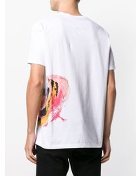 weißes bedrucktes T-Shirt mit einem Rundhalsausschnitt von Alexander McQueen