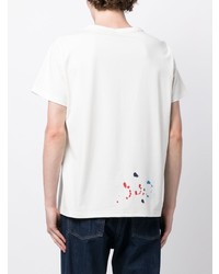 weißes bedrucktes T-Shirt mit einem Rundhalsausschnitt von Ports V