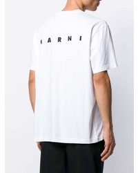 weißes bedrucktes T-Shirt mit einem Rundhalsausschnitt von Marni