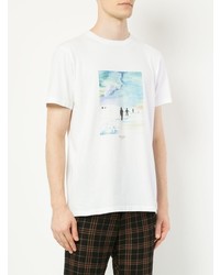 weißes bedrucktes T-Shirt mit einem Rundhalsausschnitt von Norse Projects