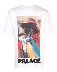 weißes bedrucktes T-Shirt mit einem Rundhalsausschnitt von Palace