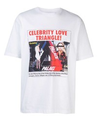 weißes bedrucktes T-Shirt mit einem Rundhalsausschnitt von Palace