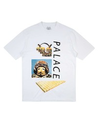 weißes bedrucktes T-Shirt mit einem Rundhalsausschnitt von Palace