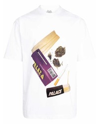 weißes bedrucktes T-Shirt mit einem Rundhalsausschnitt von Palace