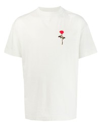 weißes bedrucktes T-Shirt mit einem Rundhalsausschnitt von Palm Angels