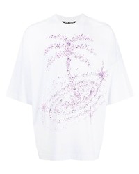 weißes bedrucktes T-Shirt mit einem Rundhalsausschnitt von Palm Angels