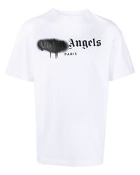 weißes bedrucktes T-Shirt mit einem Rundhalsausschnitt von Palm Angels