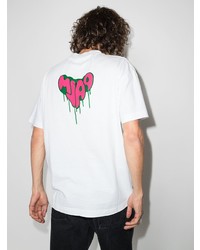 weißes bedrucktes T-Shirt mit einem Rundhalsausschnitt von Palm Angels